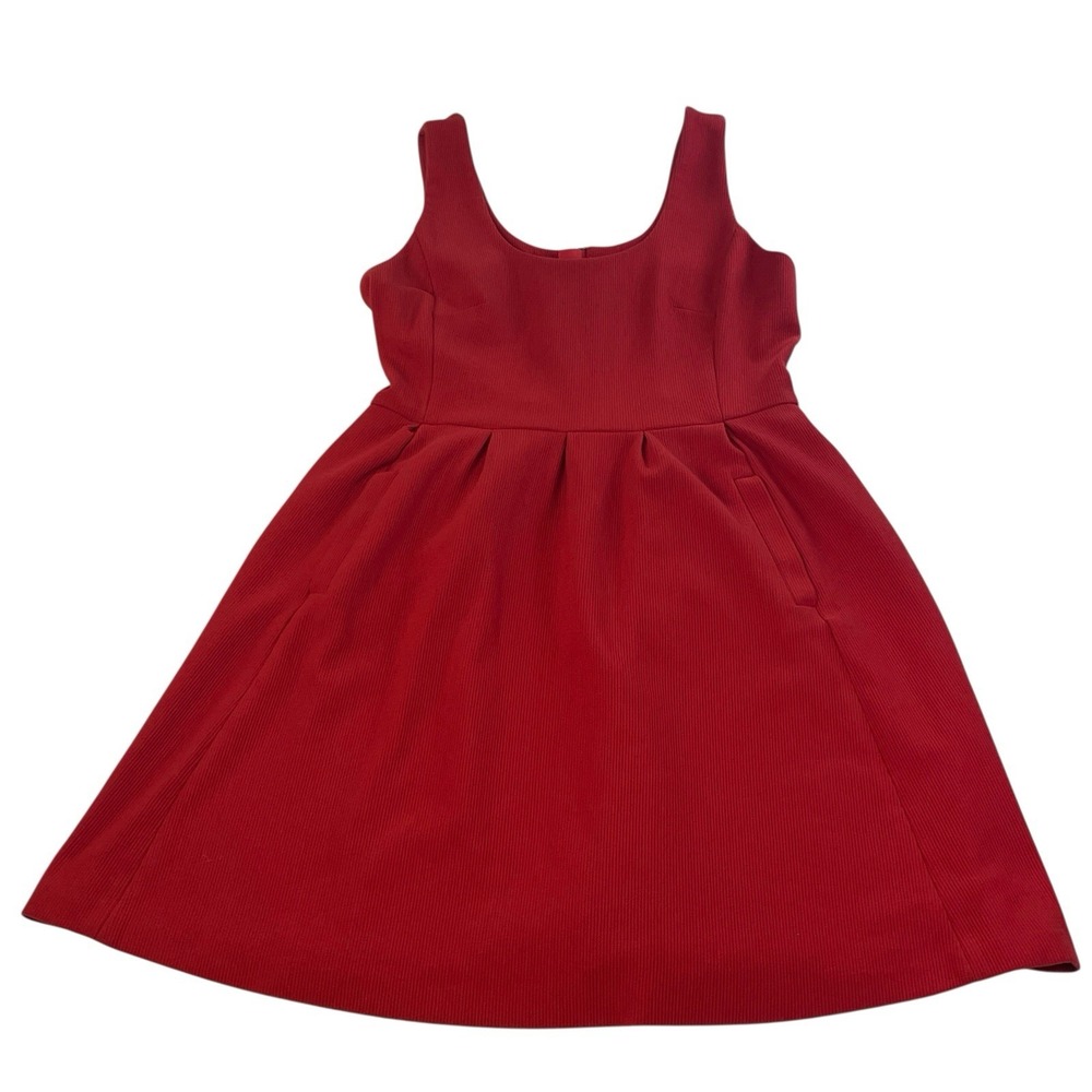 Banana Republic Red Fit & Flare Corduroy Sleeveless Dress Size 12 Pockets A-Line